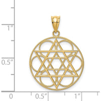 14K Yellow Gold Star of David Circles Pendant with Solid Casted Design - 31mm Length by Oro Pregiato