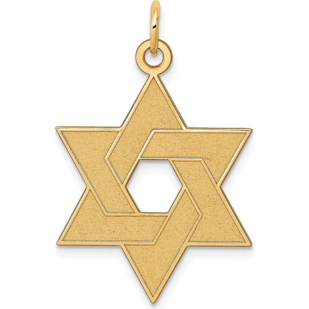 14K Yellow Gold Star of David Laser-Cut Pendant - 32mm x 22mm by Oro Pregiato