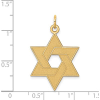 14K Yellow Gold Star of David Laser-Cut Pendant - 32mm x 22mm by Oro Pregiato
