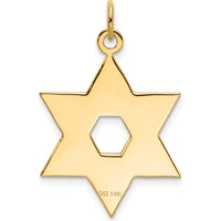 14K Yellow Gold Star of David Laser-Cut Pendant - 32mm x 22mm by Oro Pregiato