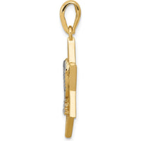 14K Yellow Gold Star of David Menorah Charm with White Rhodium Accents - 31mm Length by Oro Pregiato