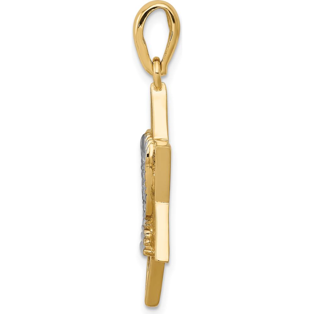 14K Yellow Gold Star of David Menorah Charm with White Rhodium Accents - 31mm Length by Oro Pregiato