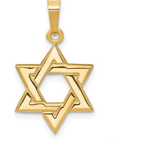 14K Yellow Gold Star of David Pendant - 23mm Length, Solid Design, Themed Pendant by Oro Pregiato