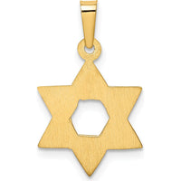 14K Yellow Gold Star of David Pendant - 23mm Length, Solid Design, Themed Pendant by Oro Pregiato