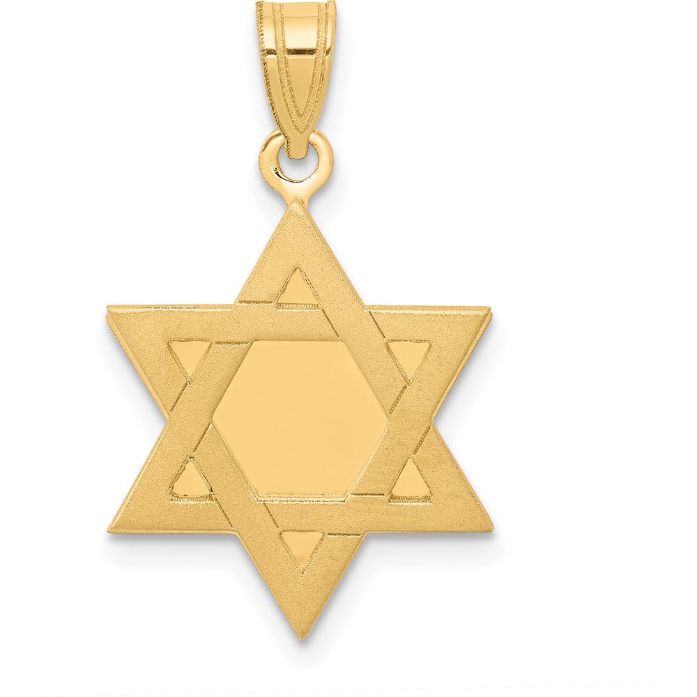 14K Yellow Gold Star of David Pendant - 25mm Length x 16mm Width by Oro Pregiato