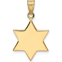 14K Yellow Gold Star of David Pendant - 25mm Length x 16mm Width by Oro Pregiato