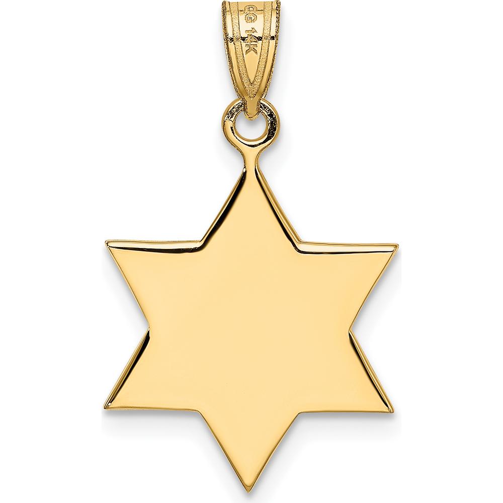 14K Yellow Gold Star of David Pendant - 25mm Length x 16mm Width by Oro Pregiato