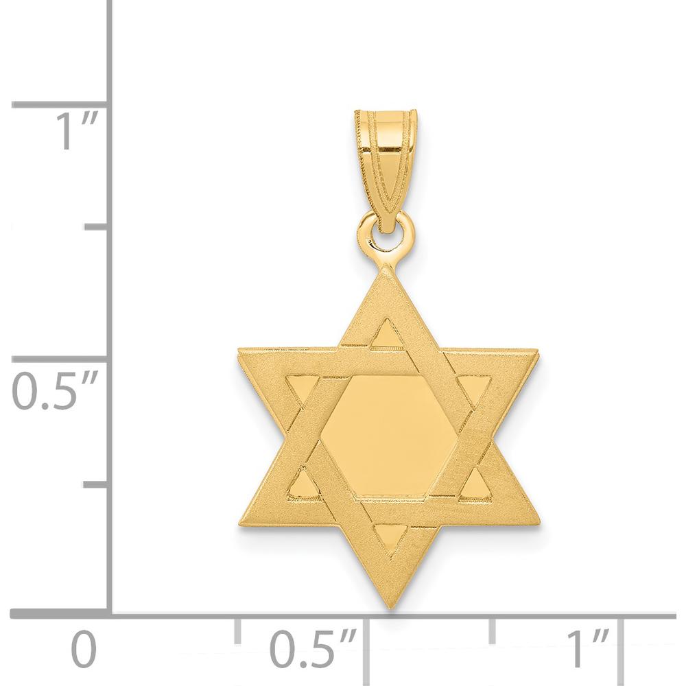 14K Yellow Gold Star of David Pendant - 25mm Length x 16mm Width by Oro Pregiato