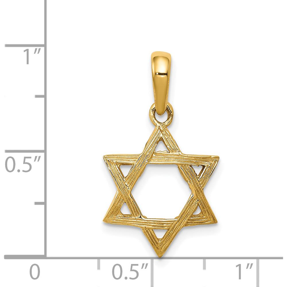 14K Yellow Gold Star of David Pendant - 26mm x 15mm by Oro Pregiato