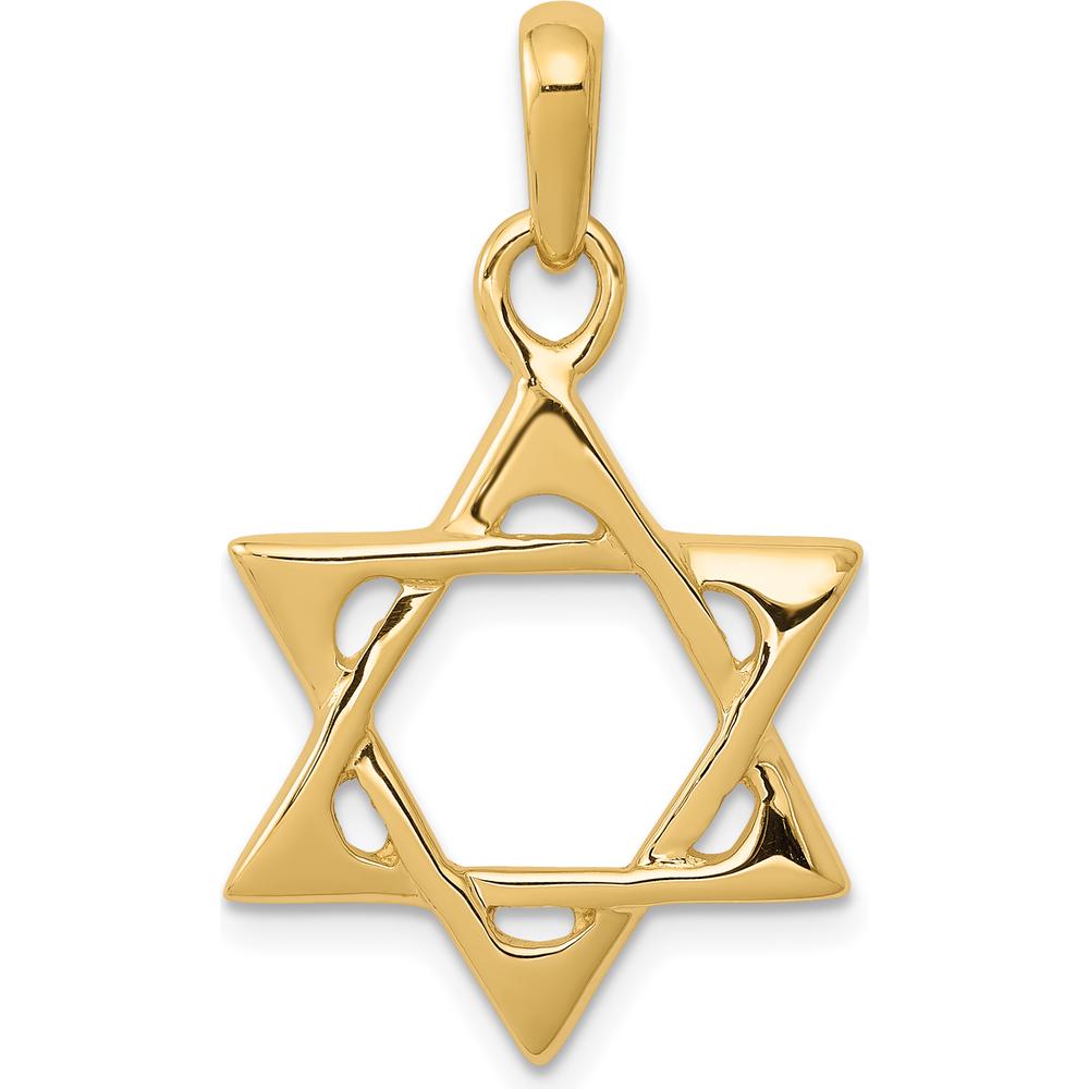 14K Yellow Gold Star of David Pendant - 31mm Length by Oro Pregiato