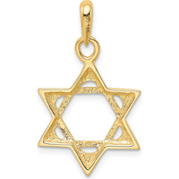 14K Yellow Gold Star of David Pendant - 31mm Length by Oro Pregiato