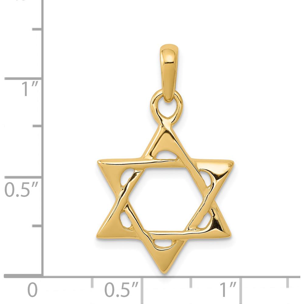 14K Yellow Gold Star of David Pendant - 31mm Length by Oro Pregiato