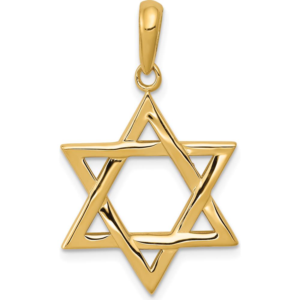 14K Yellow Gold Star of David Pendant - 33mm x 20mm by Oro Pregiato