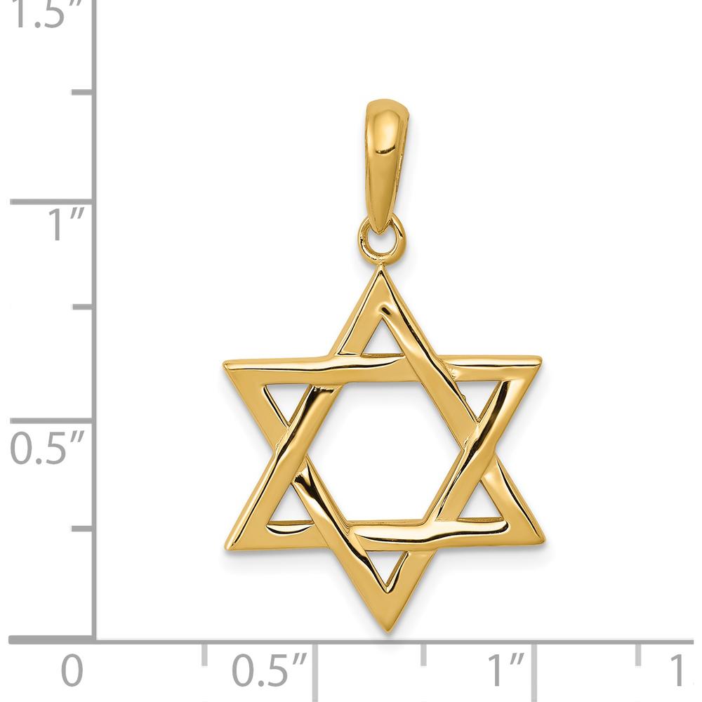 14K Yellow Gold Star of David Pendant - 33mm x 20mm by Oro Pregiato