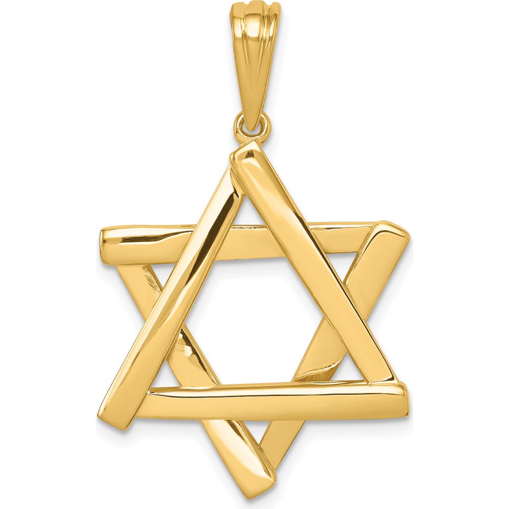 14K Yellow Gold Star of David Pendant - 39mm Length by Oro Pregiato