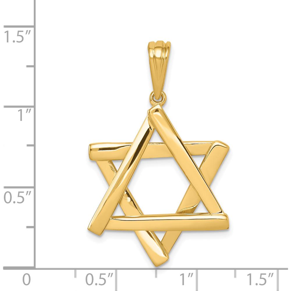 14K Yellow Gold Star of David Pendant - 39mm Length by Oro Pregiato
