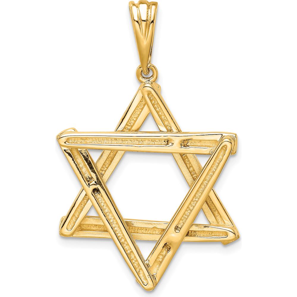 14K Yellow Gold Star of David Pendant - 39mm Length by Oro Pregiato
