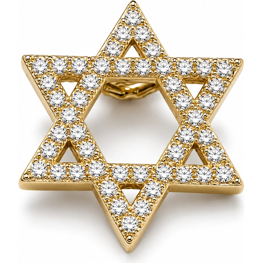 14K Yellow Gold Star of David Pendant with Pavé-Set Round Diamonds - 0.25 Carat Total Diamond Weight by Auriventus