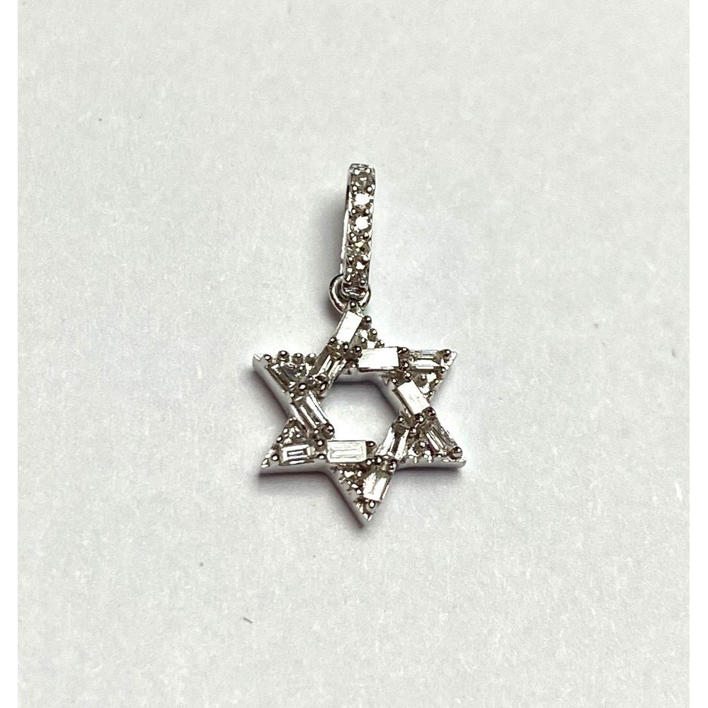 14K Yellow Gold Star of David Pendant with Prong Set Round Diamonds - 0.12 Carat Total Diamond Weight by Auriventus