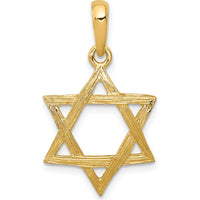 14K Yellow Gold Star of David Pendant with Textured Finish - 24mm Length by Oro Pregiato