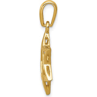 14K Yellow Gold Star of David Pendant with Textured Finish - 24mm Length by Oro Pregiato