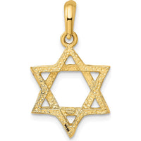 14K Yellow Gold Star of David Pendant with Textured Finish - 24mm Length by Oro Pregiato