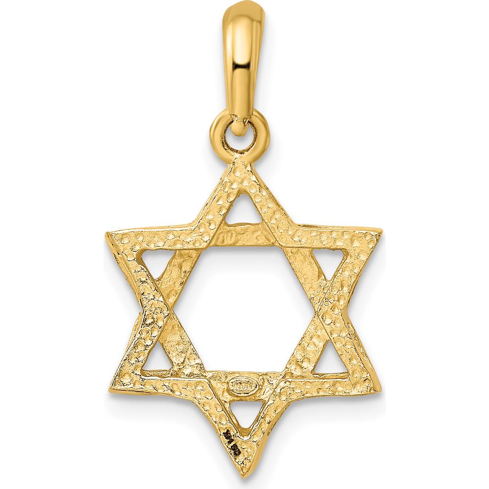 14K Yellow Gold Star of David Pendant with Textured Finish - 24mm Length by Oro Pregiato