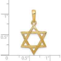 14K Yellow Gold Star of David Pendant with Textured Finish - 24mm Length by Oro Pregiato