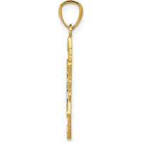 14K Yellow Gold Star of David Pendant with White Rhodium Chai Symbol by Oro Pregiato