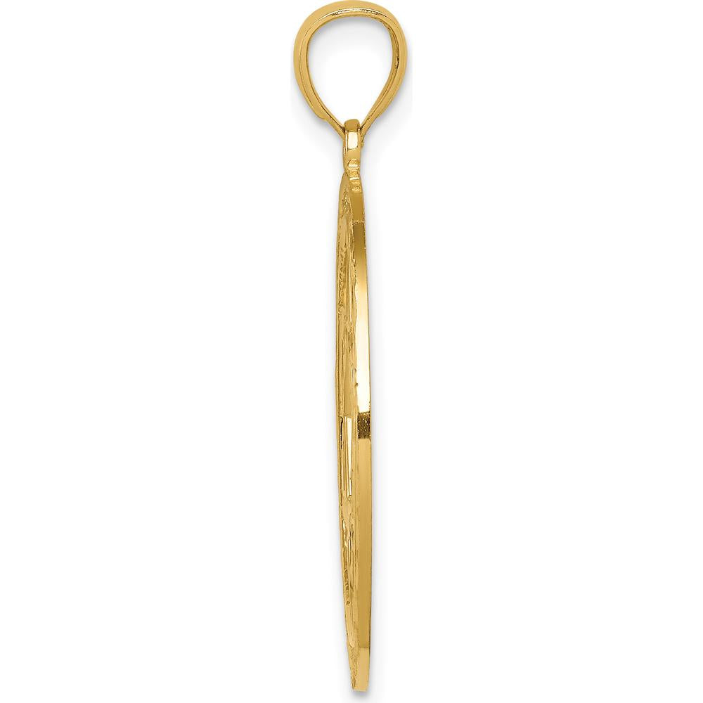 14K Yellow Gold Star of David Round Pendant - Polished Finish 30mm by Oro Pregiato