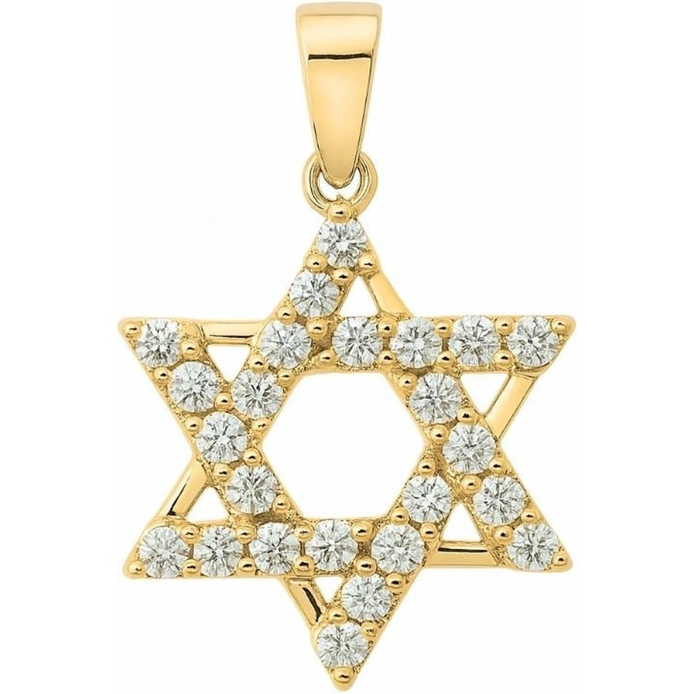 14K Yellow Gold Star Pendant with Prong-Set Round Diamonds - 0.65 Carat Total Diamond Weight by Auriventus