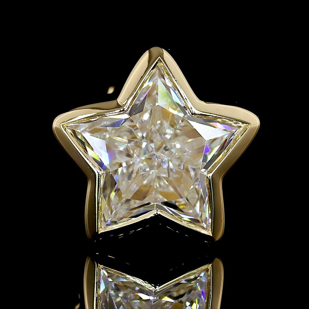 14K Yellow Gold Star Shaped Bezel Set Lab Diamond Stud Earrings - 2.24 Carat Total Weight, G-H Color, VS1 Clarity - Covaloro Fine Jewelry