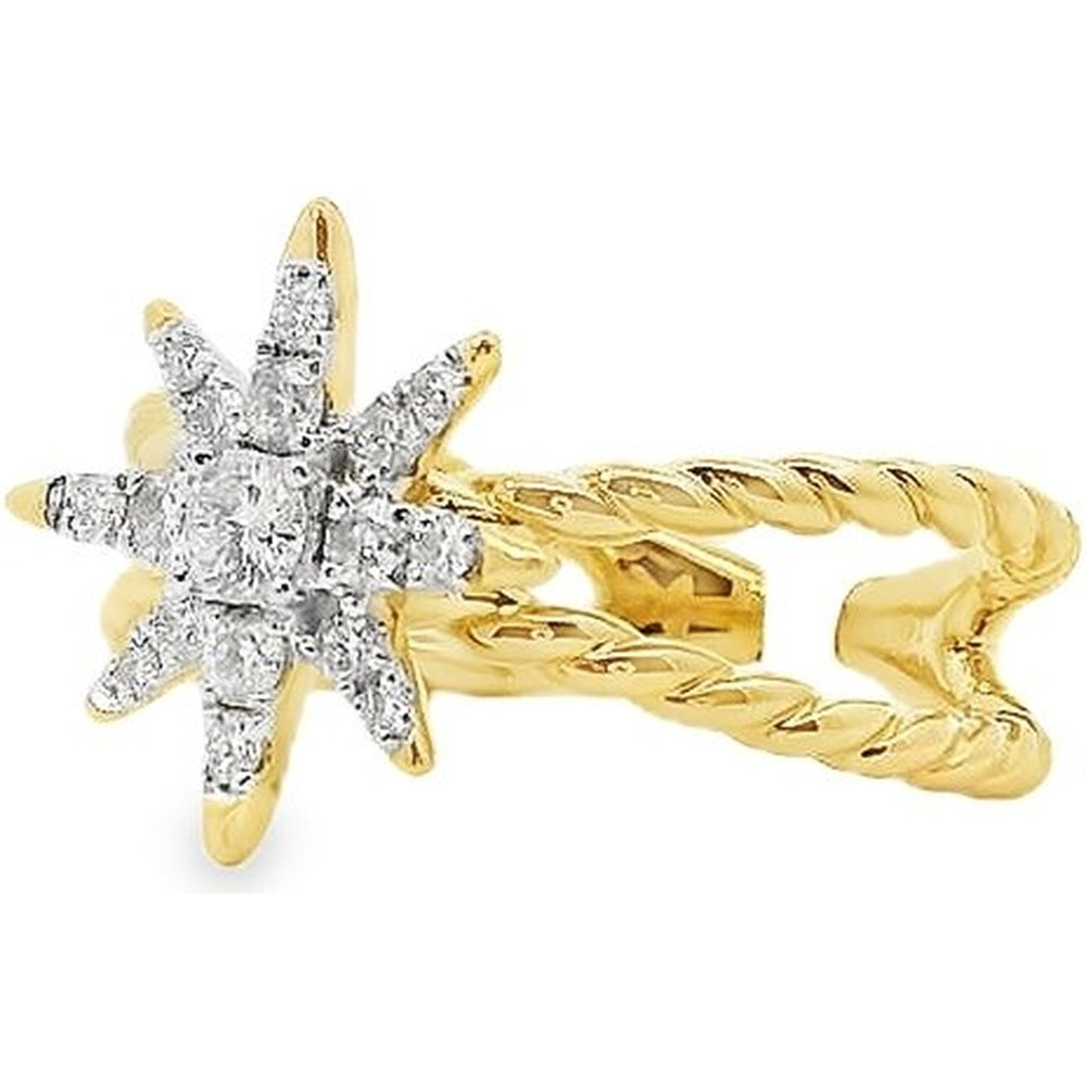 14K Yellow Gold Starburst Fashion Ring with Prong-Set Round Diamonds - 0.41 Carat Total Diamond Weight by Auriventus