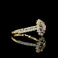 14K Yellow Gold Starburst Halo Ring with 1.52 Carat Round Brilliant Lab-Created Color Diamond and 0.43 Carat Accent Diamonds - 1.95 Carats Total Diamond Weight - Covaloro Fine Jewelry
