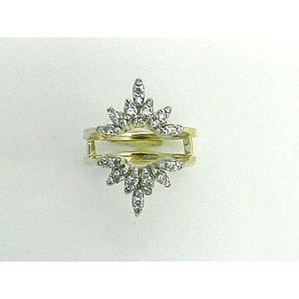 14K Yellow Gold Starburst Insert Ring with Prong-Set Round Diamonds - 0.60 Carat Total Diamond Weight - Royal Jewelry