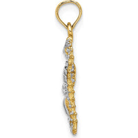 14K Yellow Gold Starfish and Seahorse Charm with Rhodium Accents by Oro Pregiato