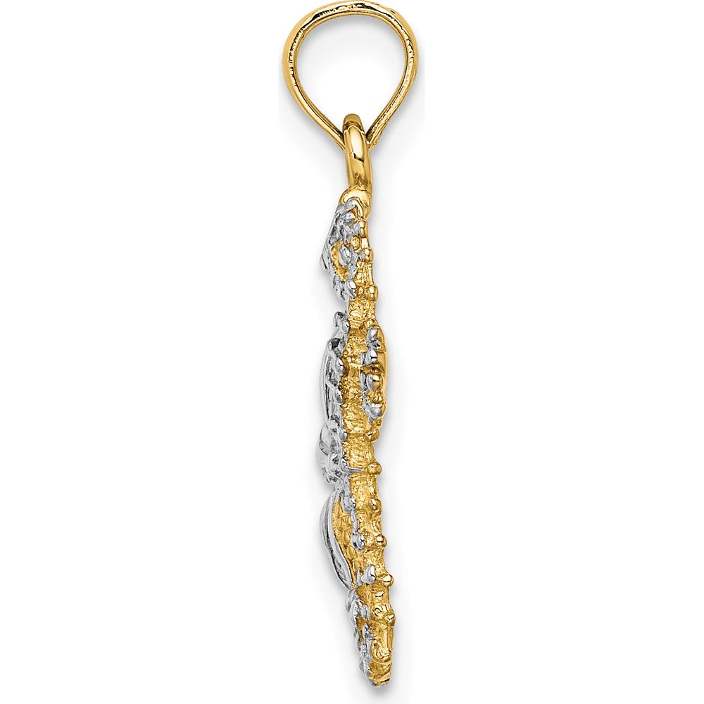 14K Yellow Gold Starfish and Seahorse Charm with Rhodium Accents by Oro Pregiato