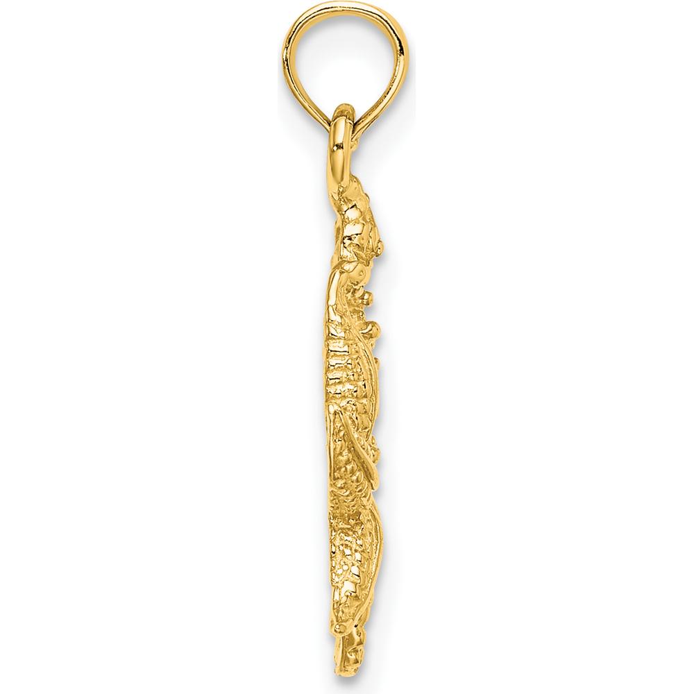 14K Yellow Gold Starfish and Seahorse Charm with Textured Finish - 25mm Length by Oro Pregiato