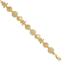 14K Yellow Gold Starfish and Shell Link Bracelet with Polished Finish - 7.5" Length by Oro Pregiato