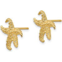 14K Yellow Gold Starfish Button Earrings - 14mm Length by Oro Pregiato