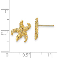14K Yellow Gold Starfish Button Earrings - 14mm Length by Oro Pregiato