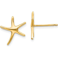 14K Yellow Gold Starfish Button Post Earrings - Polished Finish by 0