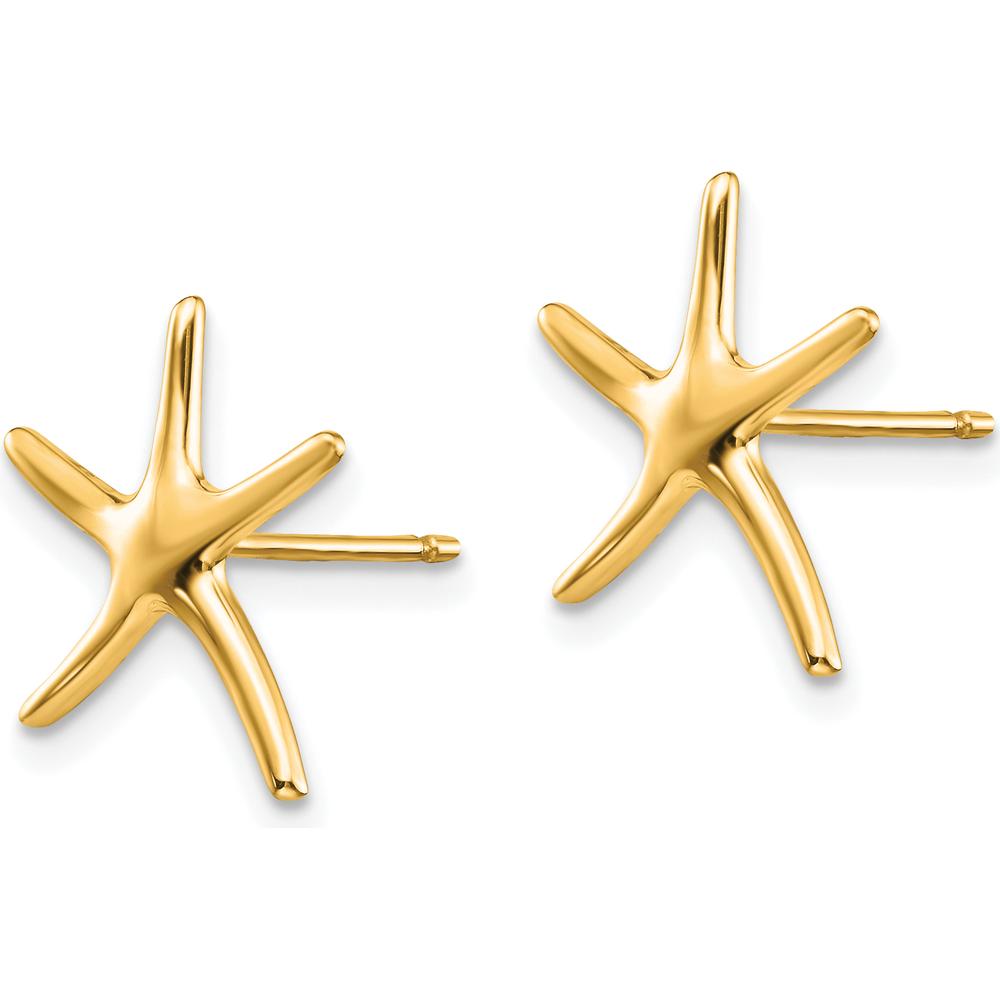 14K Yellow Gold Starfish Button Post Earrings - Polished Finish by 0