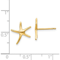 14K Yellow Gold Starfish Button Post Earrings - Polished Finish by 0
