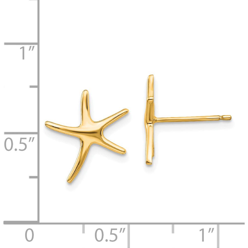 14K Yellow Gold Starfish Button Post Earrings - Polished Finish by 0