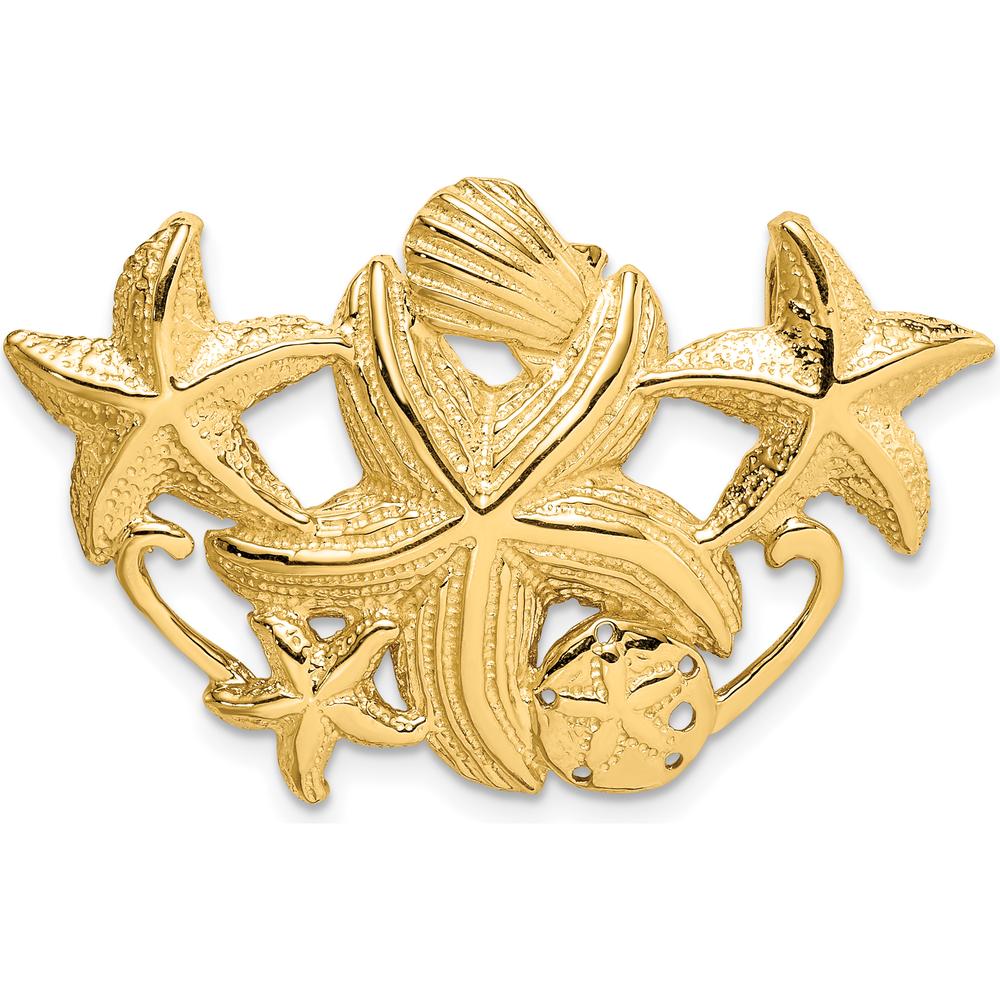 14K Yellow Gold Starfish Cluster Omega Slide Pendant with Textured Finish by Oro Pregiato
