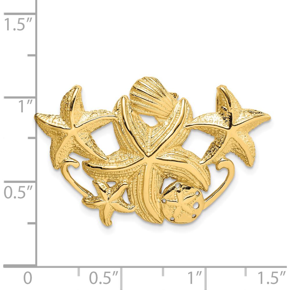 14K Yellow Gold Starfish Cluster Omega Slide Pendant with Textured Finish by Oro Pregiato