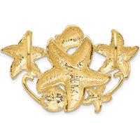 14K Yellow Gold Starfish Cluster Omega Slide Pendant with Textured Finish by Oro Pregiato