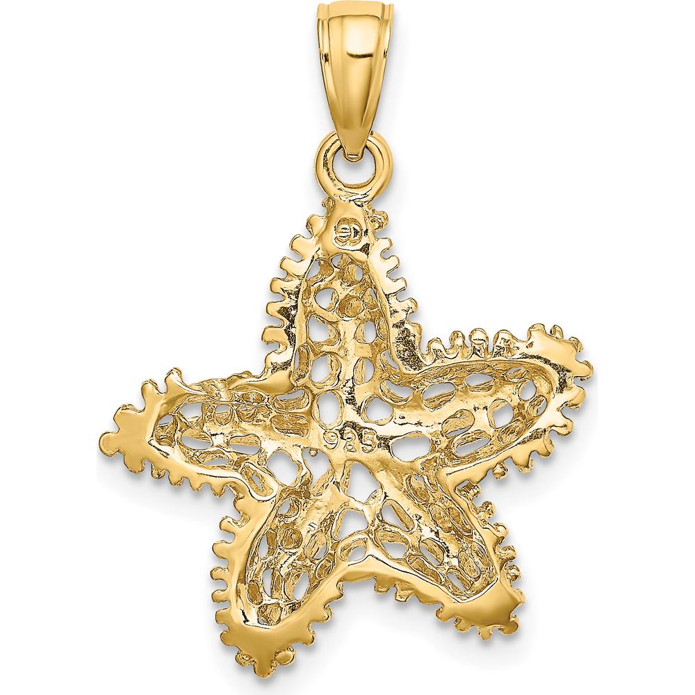 14K Yellow Gold Starfish Filigree Pendant Necklace - 28mm by Oro Pregiato