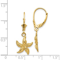 14K Yellow Gold Starfish Leverback Drop Earrings - Polished Finish by Oro Pregiato